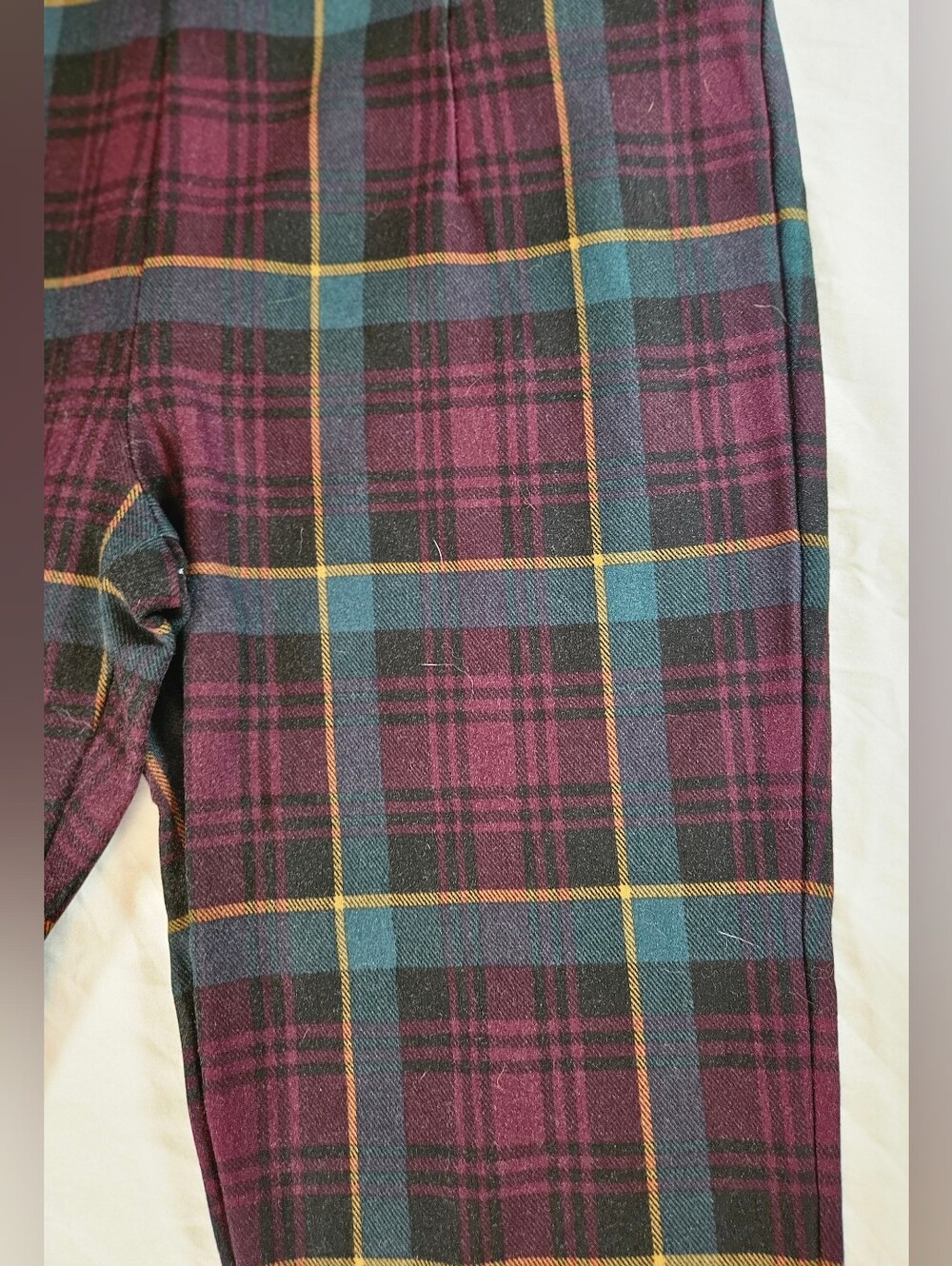 Slim Factor Investment Womens Red Plaid Elastic Waist Pull On Legging Pants Sz M - Picture 6 of 16